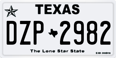 TX license plate DZP2982