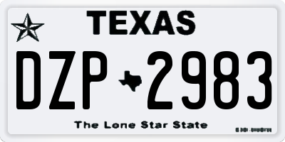 TX license plate DZP2983
