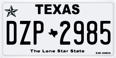 TX license plate DZP2985