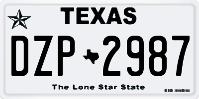 TX license plate DZP2987