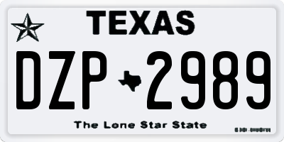 TX license plate DZP2989