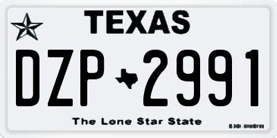 TX license plate DZP2991