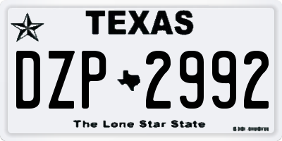 TX license plate DZP2992