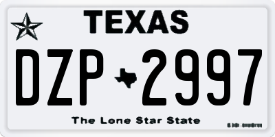 TX license plate DZP2997