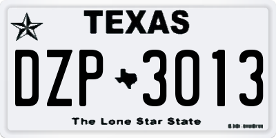 TX license plate DZP3013
