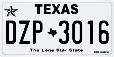 TX license plate DZP3016