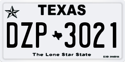 TX license plate DZP3021