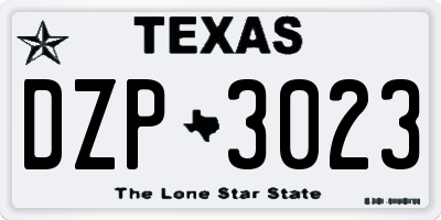 TX license plate DZP3023
