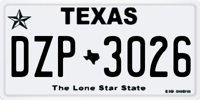 TX license plate DZP3026
