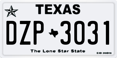 TX license plate DZP3031