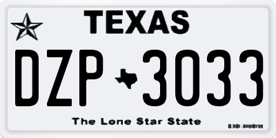TX license plate DZP3033