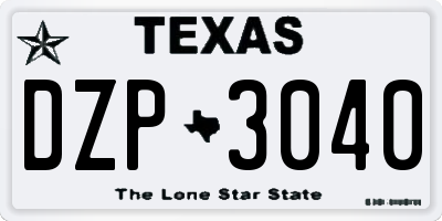 TX license plate DZP3040