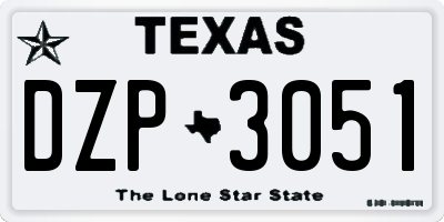 TX license plate DZP3051