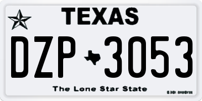 TX license plate DZP3053