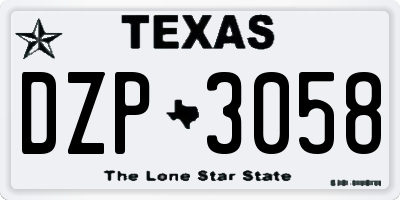 TX license plate DZP3058