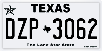 TX license plate DZP3062