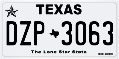TX license plate DZP3063