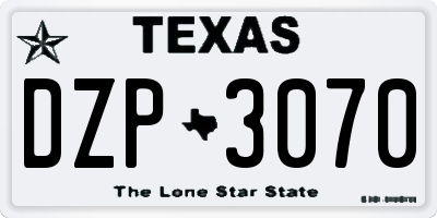 TX license plate DZP3070