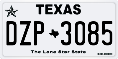 TX license plate DZP3085