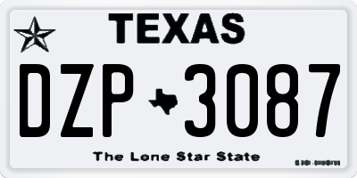 TX license plate DZP3087