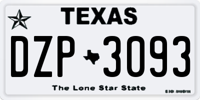 TX license plate DZP3093