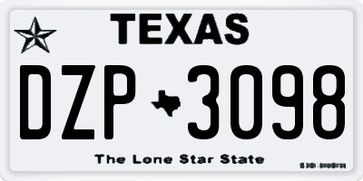 TX license plate DZP3098