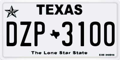 TX license plate DZP3100