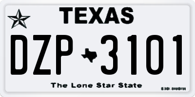 TX license plate DZP3101