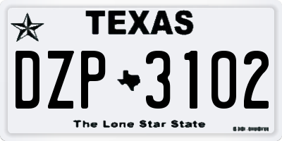 TX license plate DZP3102