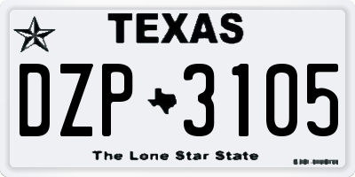 TX license plate DZP3105