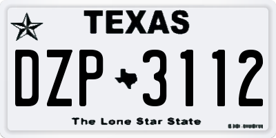 TX license plate DZP3112