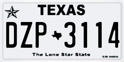 TX license plate DZP3114