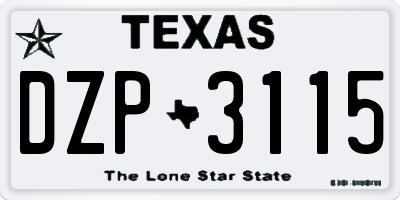 TX license plate DZP3115