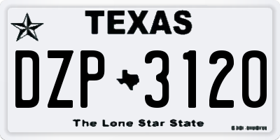 TX license plate DZP3120