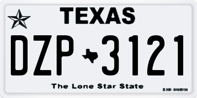 TX license plate DZP3121