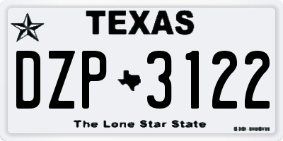 TX license plate DZP3122