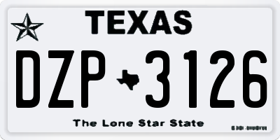 TX license plate DZP3126