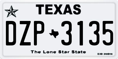 TX license plate DZP3135