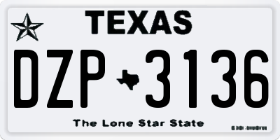 TX license plate DZP3136