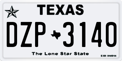TX license plate DZP3140