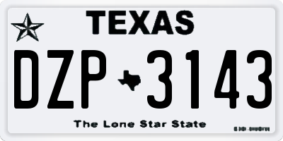 TX license plate DZP3143