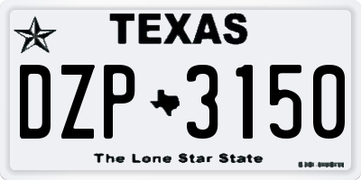 TX license plate DZP3150