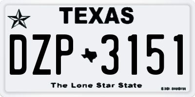 TX license plate DZP3151