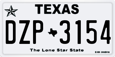 TX license plate DZP3154
