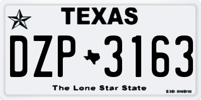 TX license plate DZP3163
