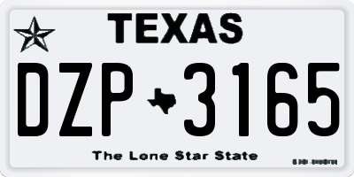 TX license plate DZP3165