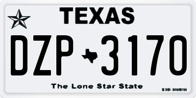 TX license plate DZP3170