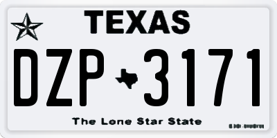 TX license plate DZP3171