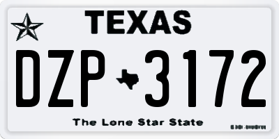 TX license plate DZP3172