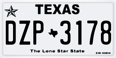 TX license plate DZP3178
